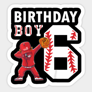 Kids 6 Years Old Boy Baseball Player 6Th Birthday Kids Sticker